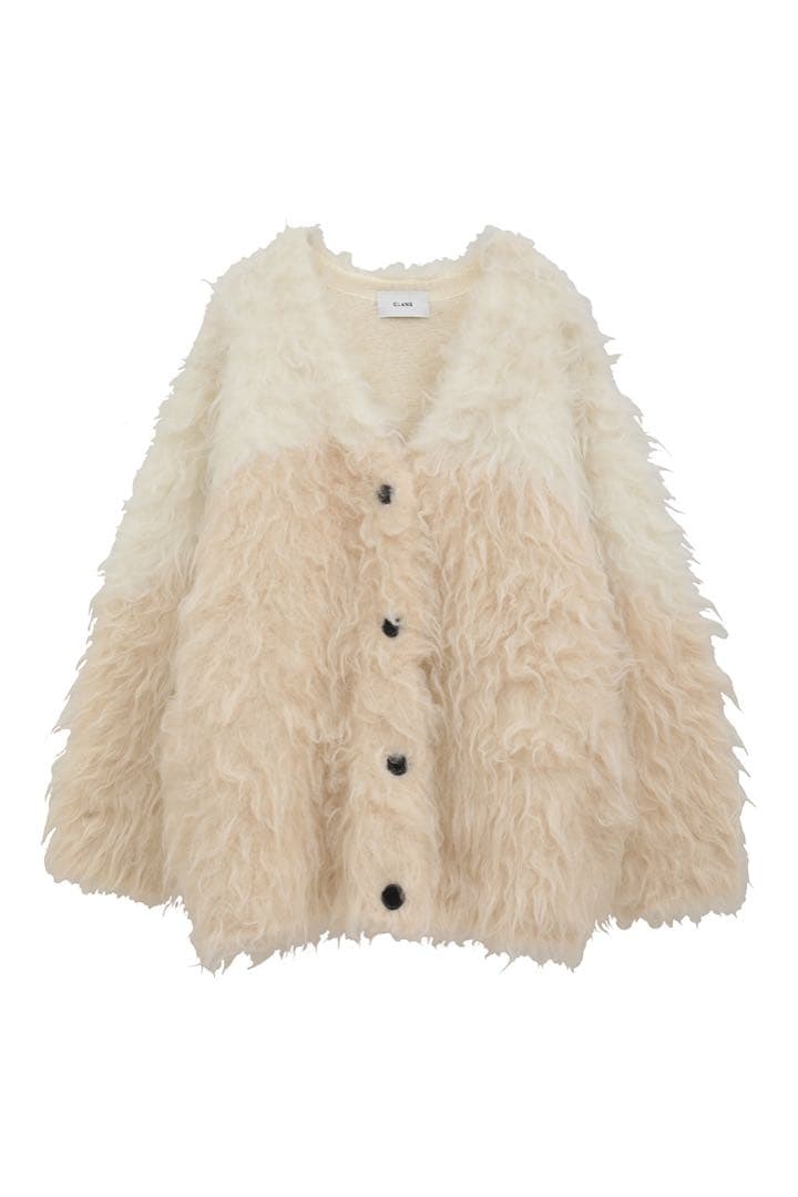 トップス CLANE BI COLOR SHAGGY KNIT CARDIGAN