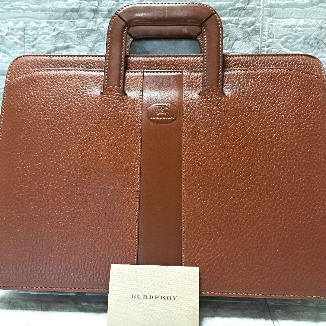 ✨️超美品✨️バーバリー　ビジネスバックノバチェック　オールレザー　ブラウン