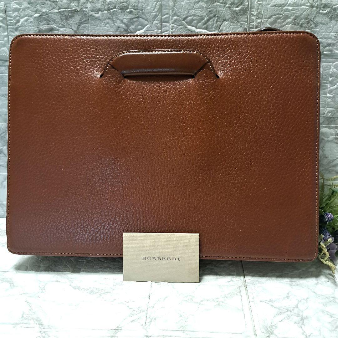 ✨️超美品✨️バーバリー　ビジネスバックノバチェック　オールレザー　ブラウン