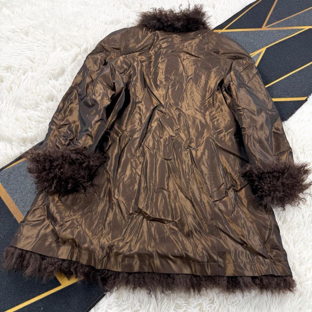 未使用品 【定価35万】チベットラム リバーシブル ブラウン コート AA194