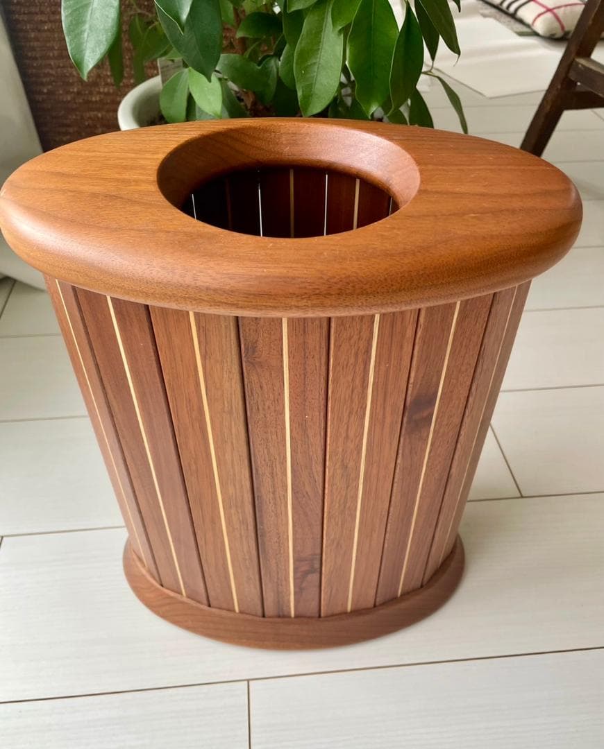 旭川家具 ササキ工芸 天然木 くずかご 楕円 ウォルナット