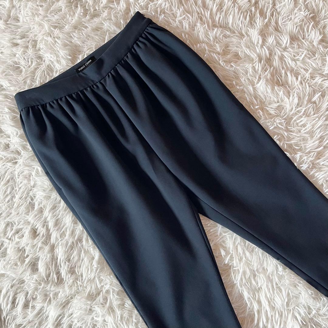 美品✨ ヨーコチャン ハイウエストギャザーパンツ ネイビー サイズ38 定番