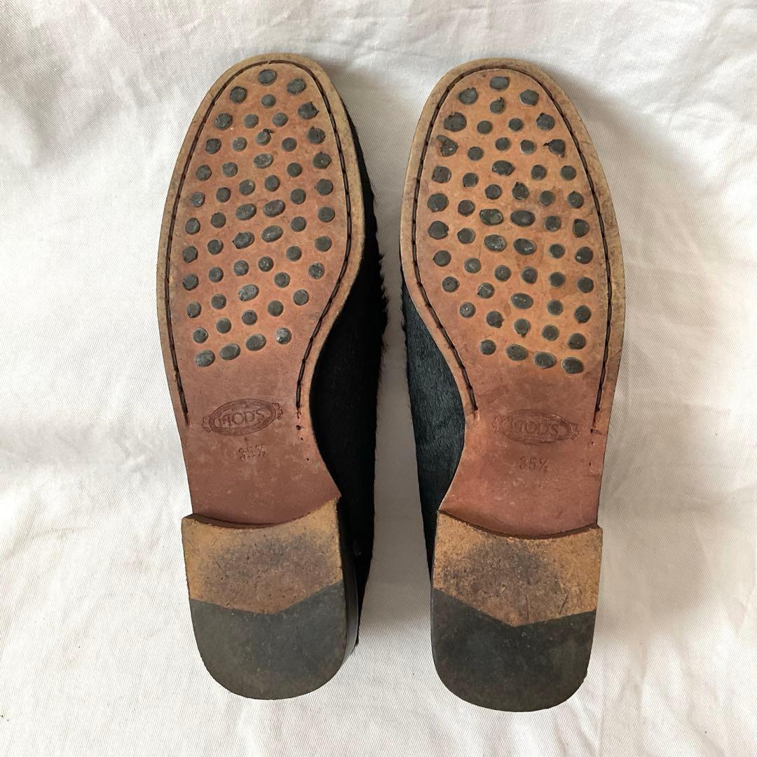 トッズ ローファー ドライビングシューズ ブラック ハラコ 35 1/2