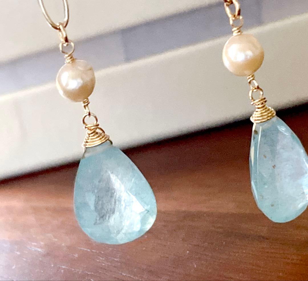 Kaya◆希少石✧大粒✧シンデレラアクアマリンチャーム✧あこや真珠