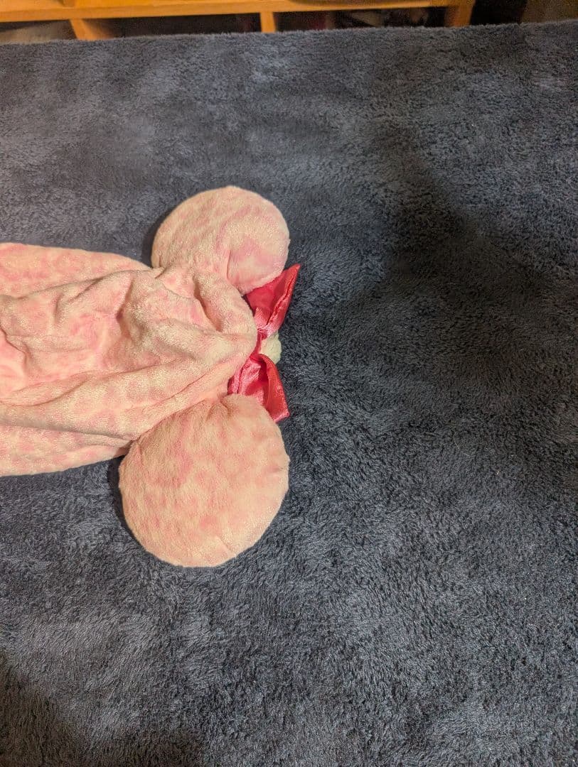 ディズニー　ミニー　マフラーキャップ　ファンキャップ　ピンクヒョウ柄