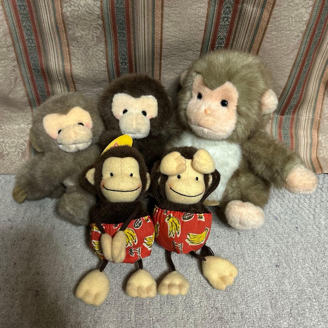 昭和 レトロ ぬいぐるみ 猿 バナナ 吸盤 かわいい 5体