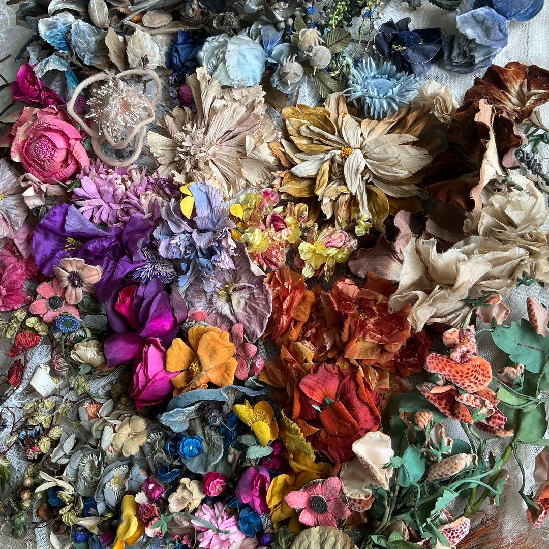 ２：フランスアンティーク　枯れた布花　パーツ　ブロカント　ハンドメイド素材