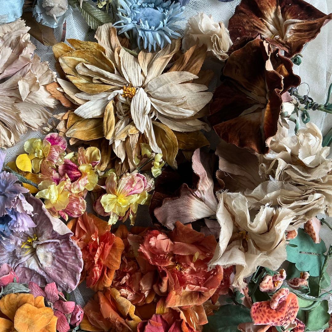 ２：フランスアンティーク　枯れた布花　パーツ　ブロカント　ハンドメイド素材