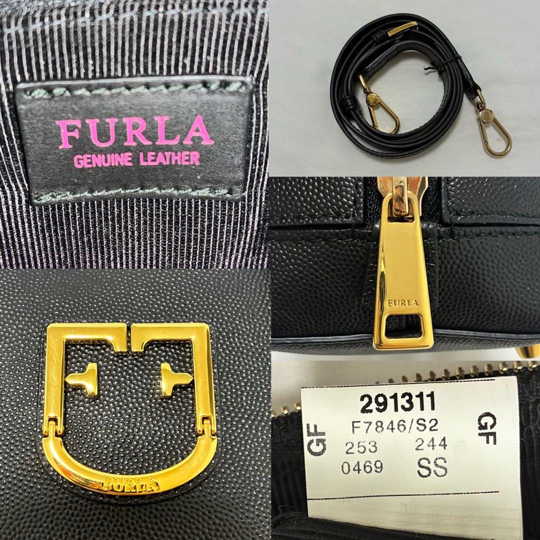 【未使用級】フルラ ファンタスティカ S 2way ハンドバッグ レザー 黒