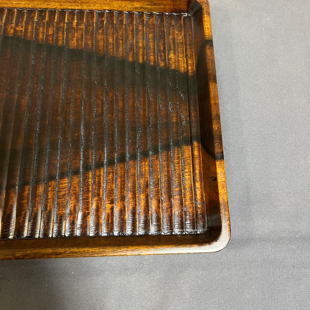 黒柿拭漆我谷盆（くろがきふきうるしわがたぼん）煎茶盆　折敷　№8073