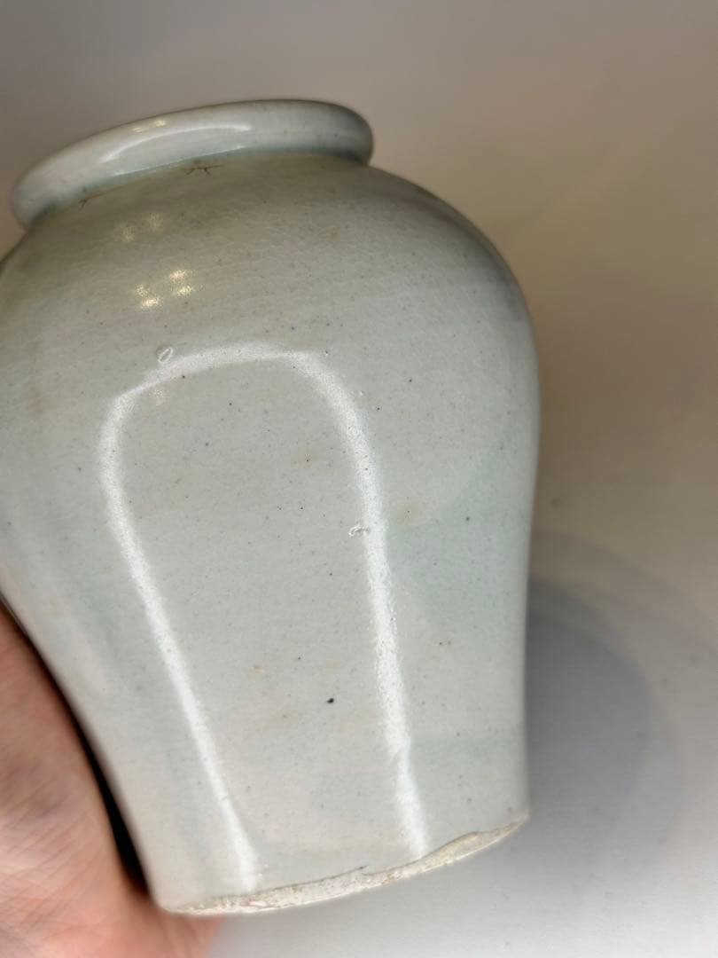 中国　李朝　白瓷罐　壺　骨董品　古陶磁　中国古美術　李朝陶磁