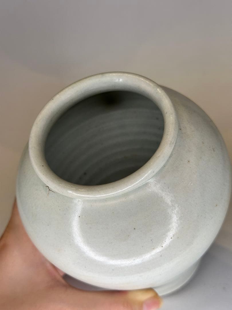 中国　李朝　白瓷罐　壺　骨董品　古陶磁　中国古美術　李朝陶磁