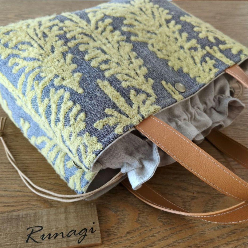 【1568】あおりポケットの巾着バッグ＊ミナペルホネン