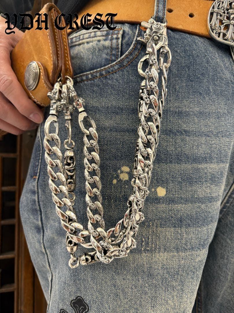 ★ZKWCN40　ウォレットチェーン　重厚クロスチームチェーン40cm　刻印有り