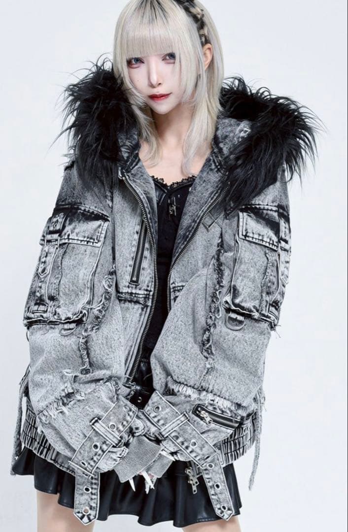 REFLEM レフレム デニムフリンジN2Bジャケット/グレー