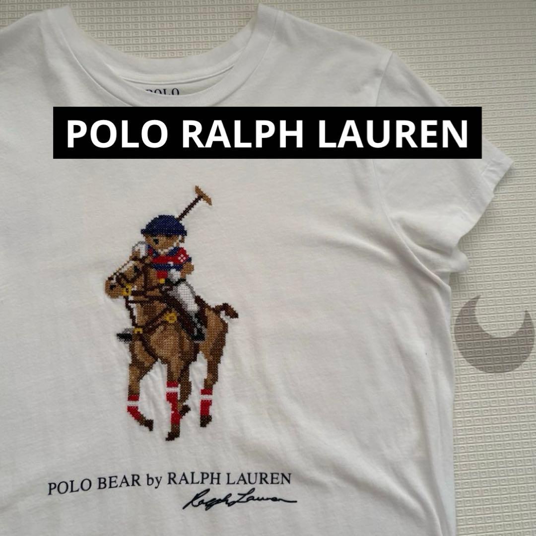 Polo Bear刺繍 ホワイト半袖Tシャツ
