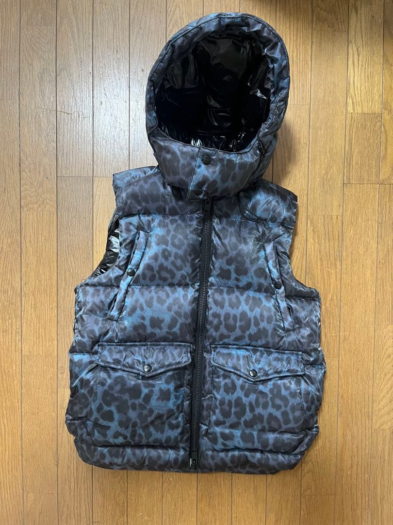 希少 レオパード ダウンジャケット 青
