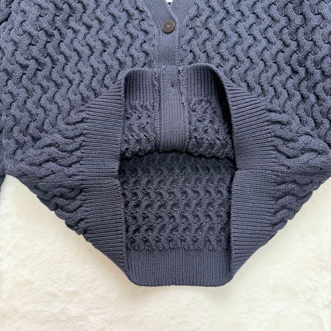 新品✨theory ラウンデッドコットンケーブルカーディガン　25SS ネイビー