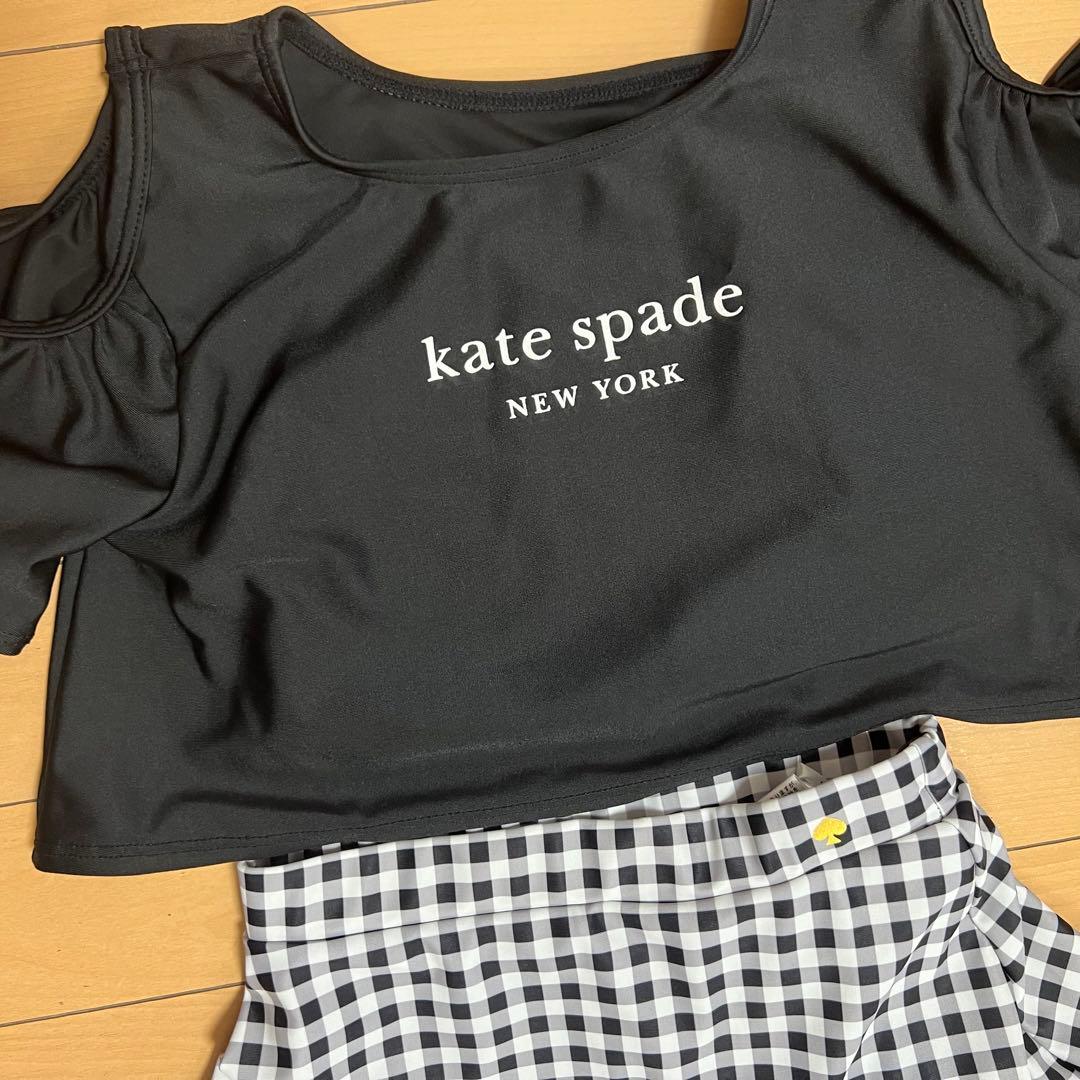 新品katespadeケイトスペードギンガムスイムウェアS110-120cm水着