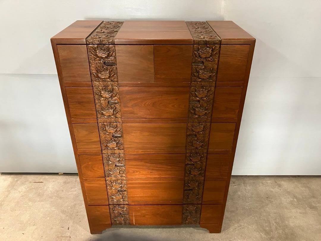 6段チェスト ハイチェスト チェスト 木彫り 彫刻 収納家具 収納 RWche2