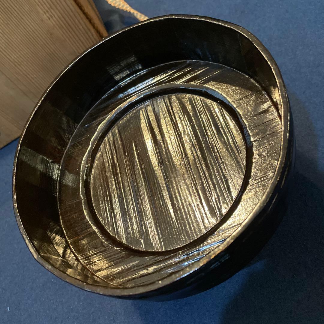 茶道具「菓子器」千家十職【飛来一閑】(造)の『独楽形 菓子器』共箱