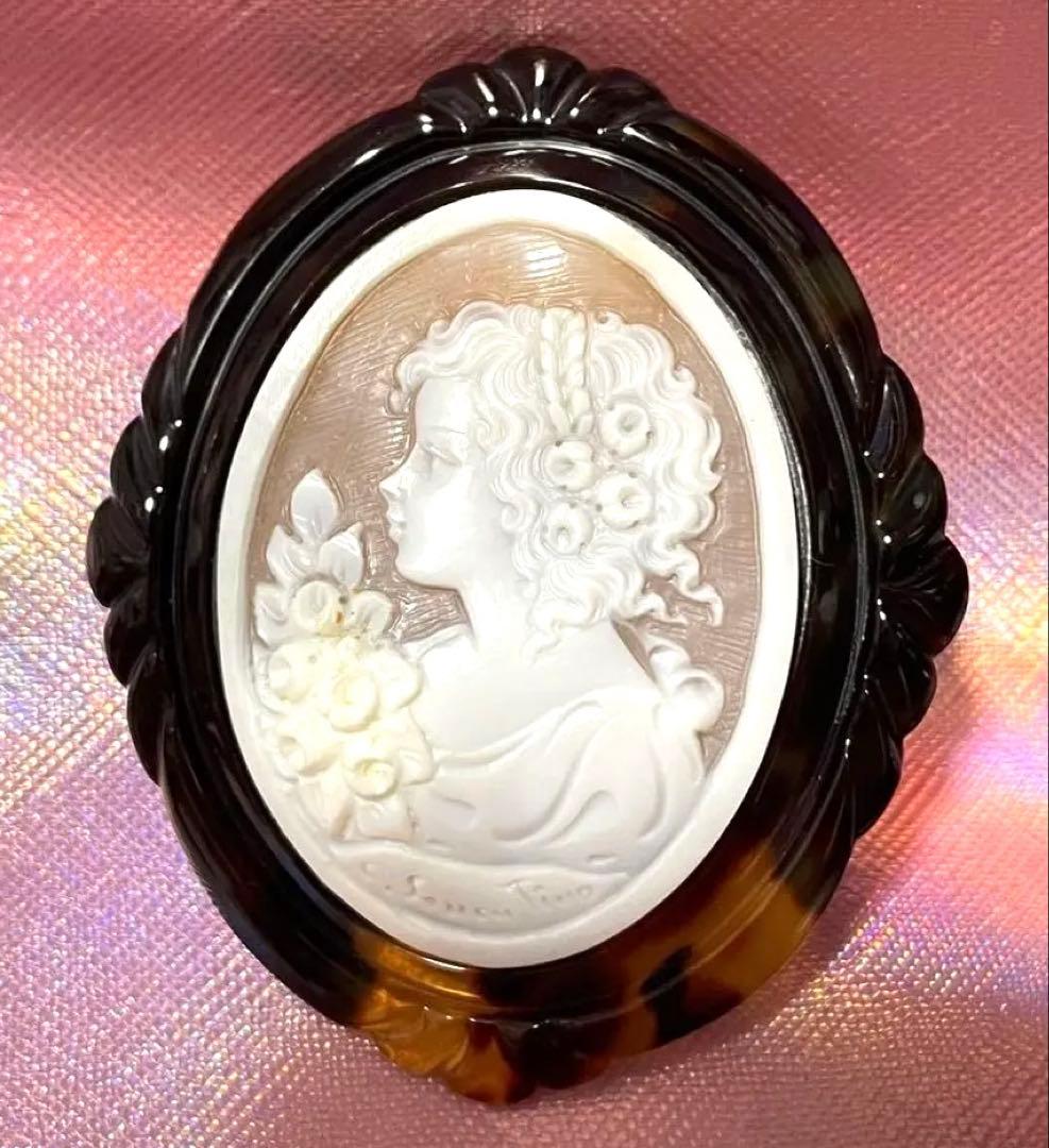 カメオ ベッコウ カメオ 希少 ヴィンテージ サイン入り