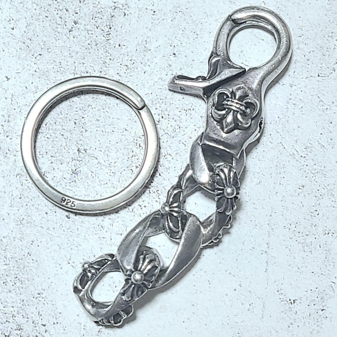 シルバー925 フレア クロス キーチェーン クリップ ノーブランド 百合 ユリ