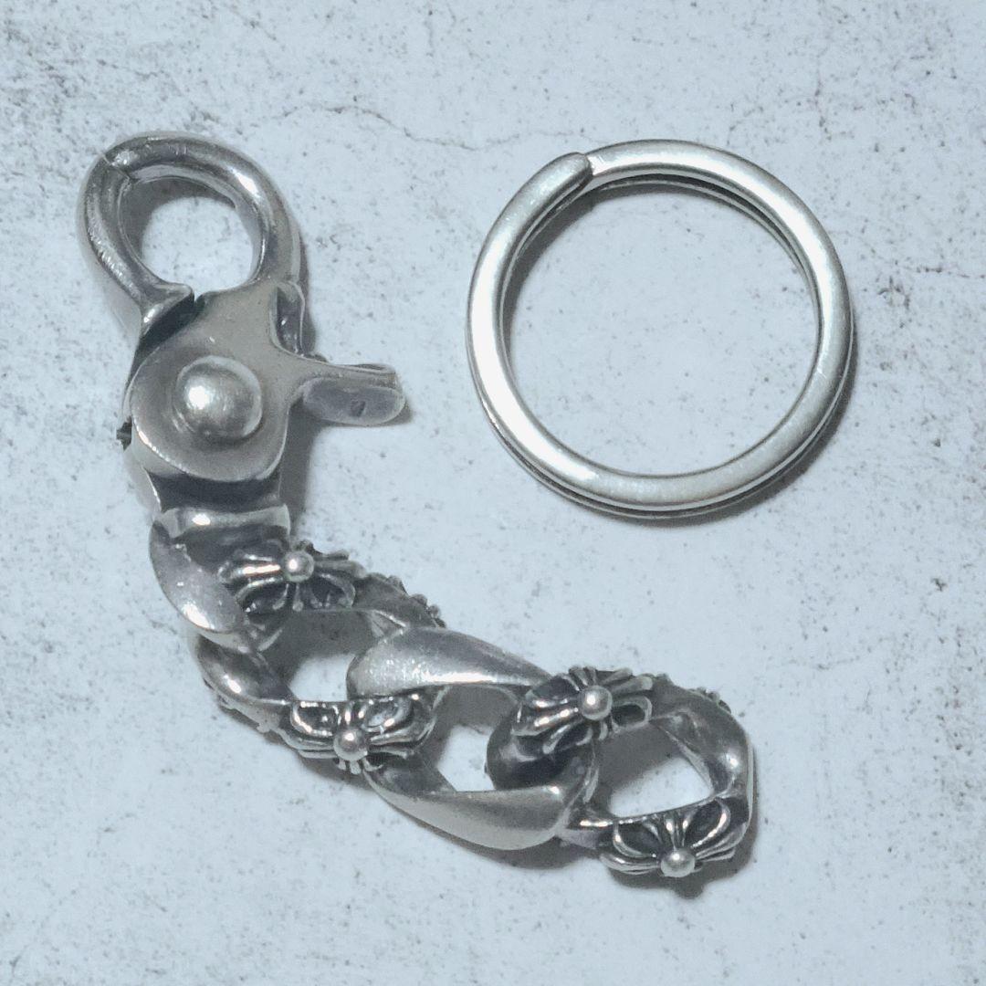 シルバー925 フレア クロス キーチェーン クリップ ノーブランド 百合 ユリ