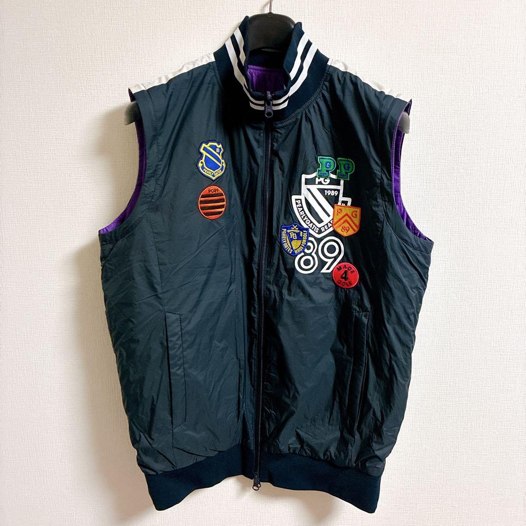 パーリーゲイツ　中綿入り　リバーシブル　ベスト　　エンブレムワッペン　ブルゾン