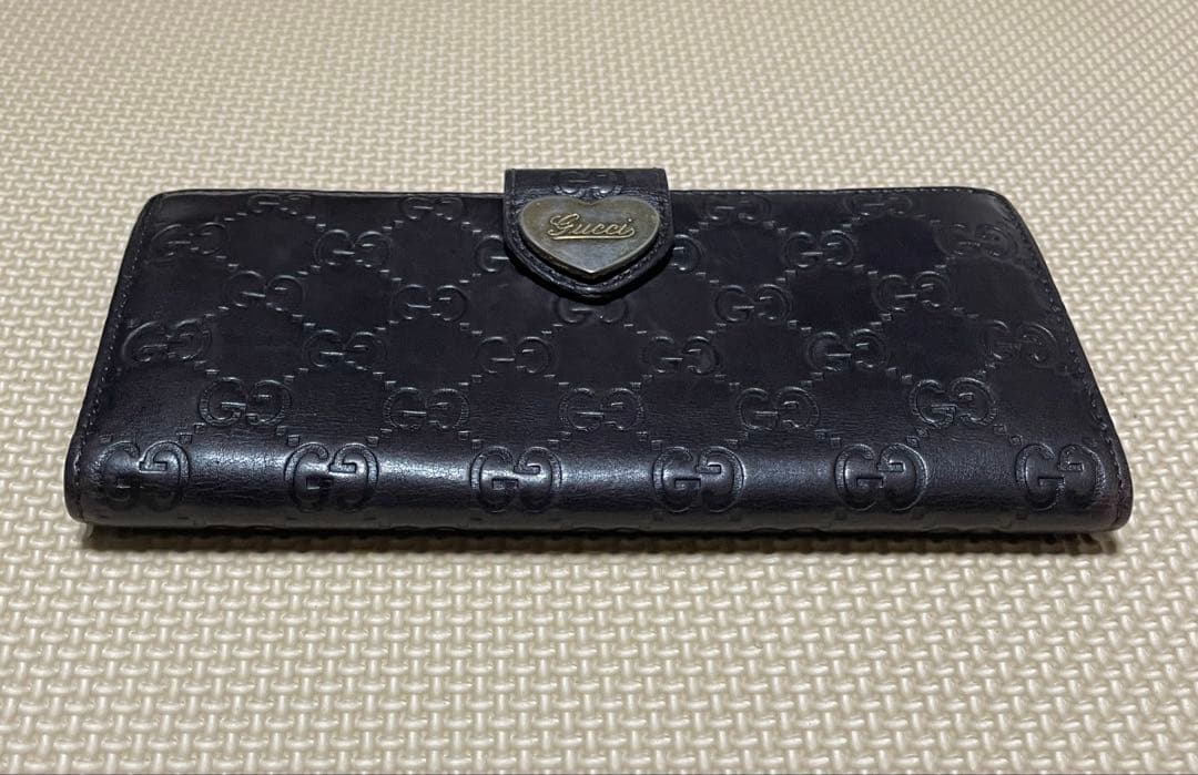 GUCCI グッチ 長財布 シマ ラブリーハート ハート GG ロゴ ブラック