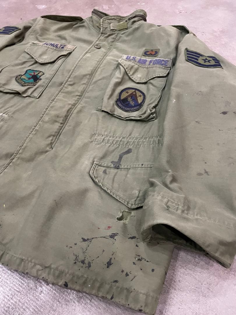 80's ミリタリー M-65 フィールドジャケット　当時ワッペン付き　ボロ