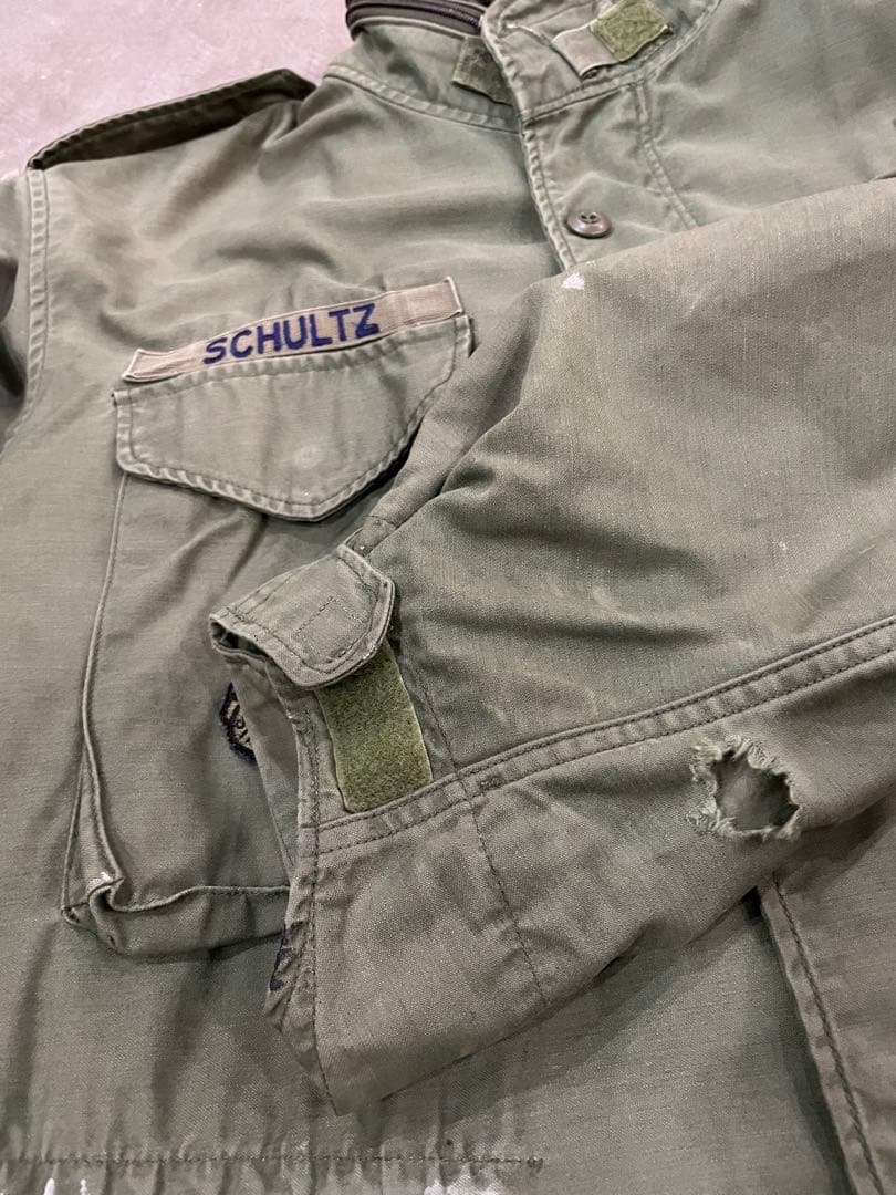 80's ミリタリー M-65 フィールドジャケット　当時ワッペン付き　ボロ