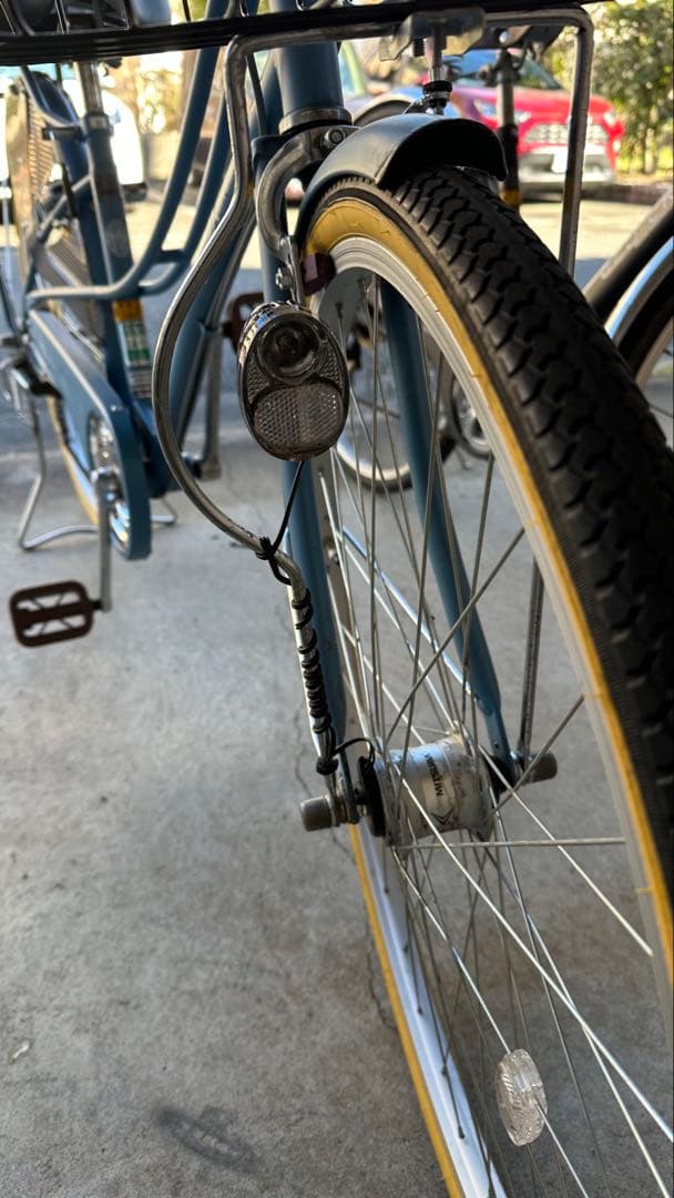 アサヒサイクル 26インチ　6段変速　青色 前後バスケット付き　ライトは自動