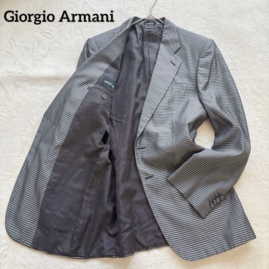 極美品✨ジョルジオアルマーニ 伊製 シェブロン柄ジャガード　テーラードジャケット