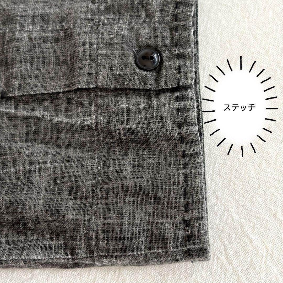 パドカレ pas de calais ▲∵コットンリネン　バンドカラーシャツ