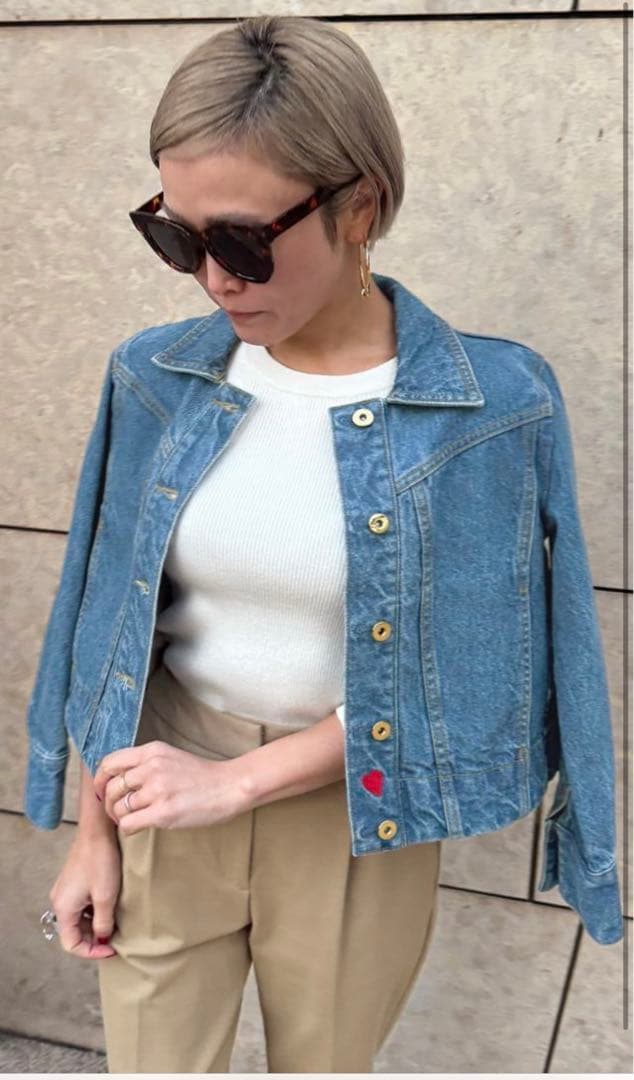 JENNE ハート刺繍デニムジャケット Sサイズ ジェンヌ【未使用・タグ付き】