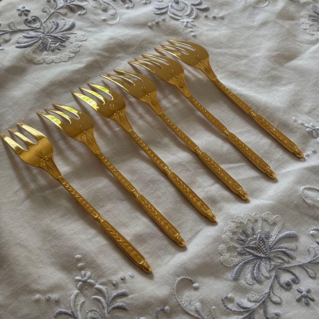 クリストフル ナターシャ 24金プレート デザートフォーク フランス 廃盤