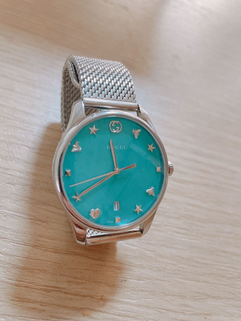 GUCCI 時計　ターコイズブルー　レディース