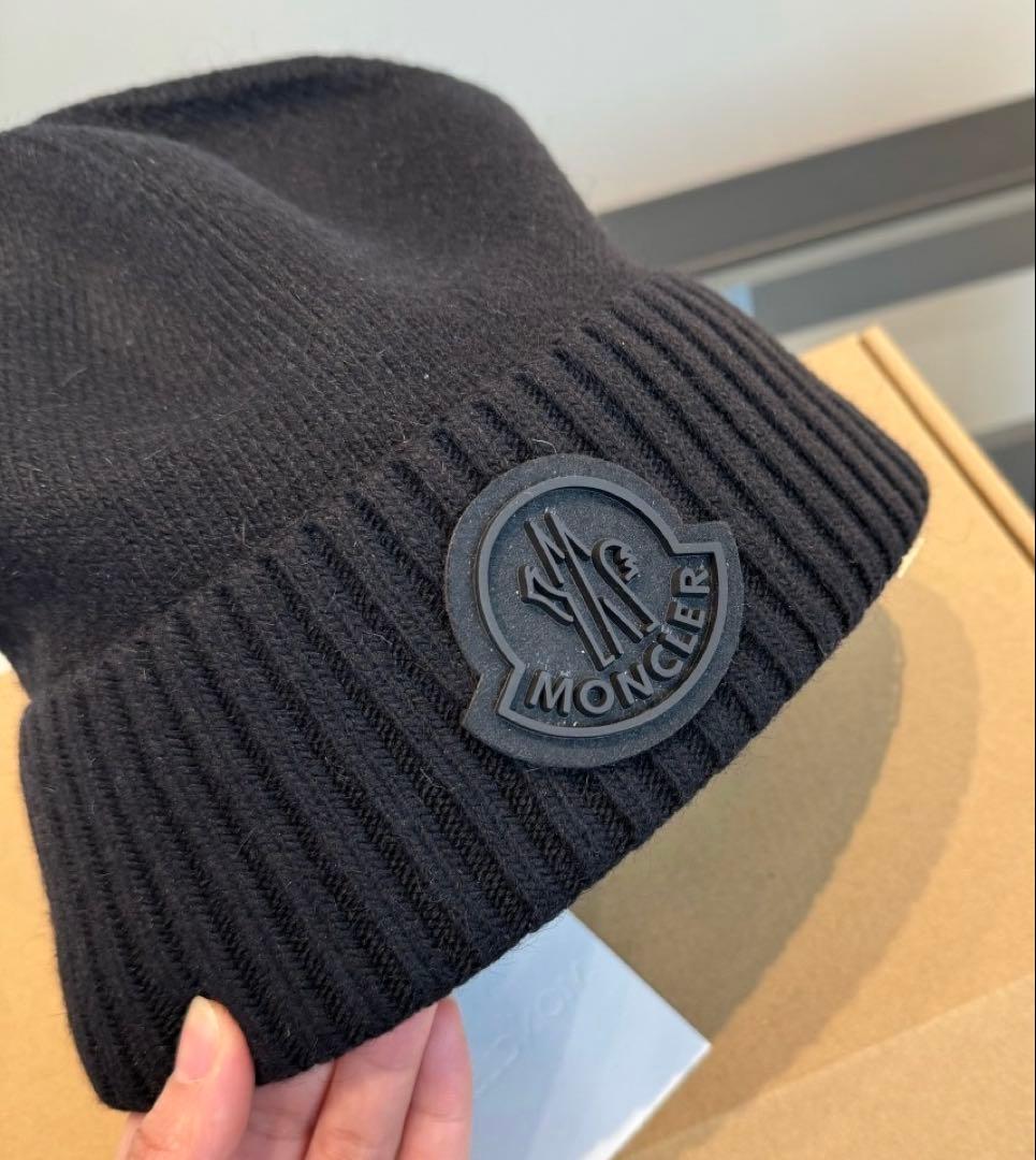 MONCLER ロゴ ニットキャップ ブラック☆