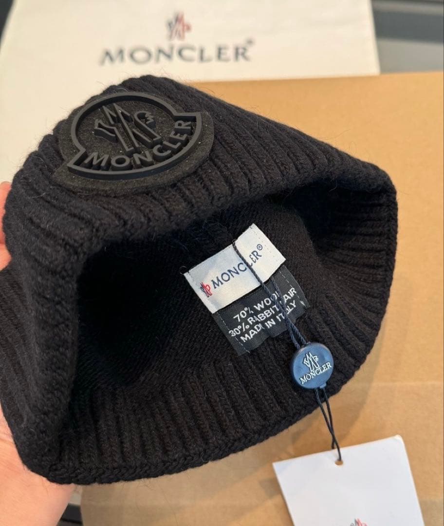 MONCLER ロゴ ニットキャップ ブラック☆