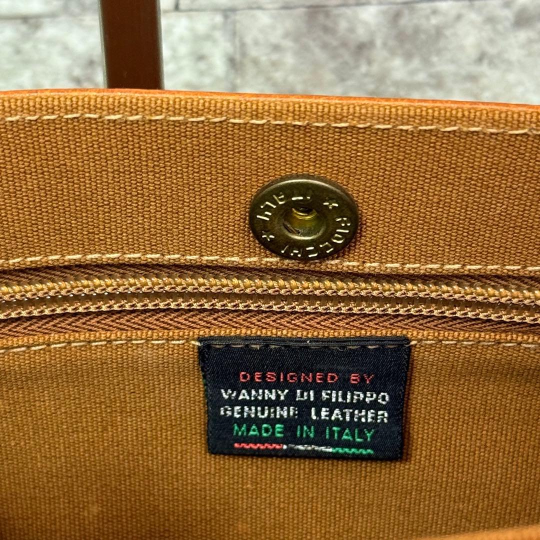 【良品】イルビゾンテ レザー ハンドバッグ ロゴ刻印 キャメル イタリア製