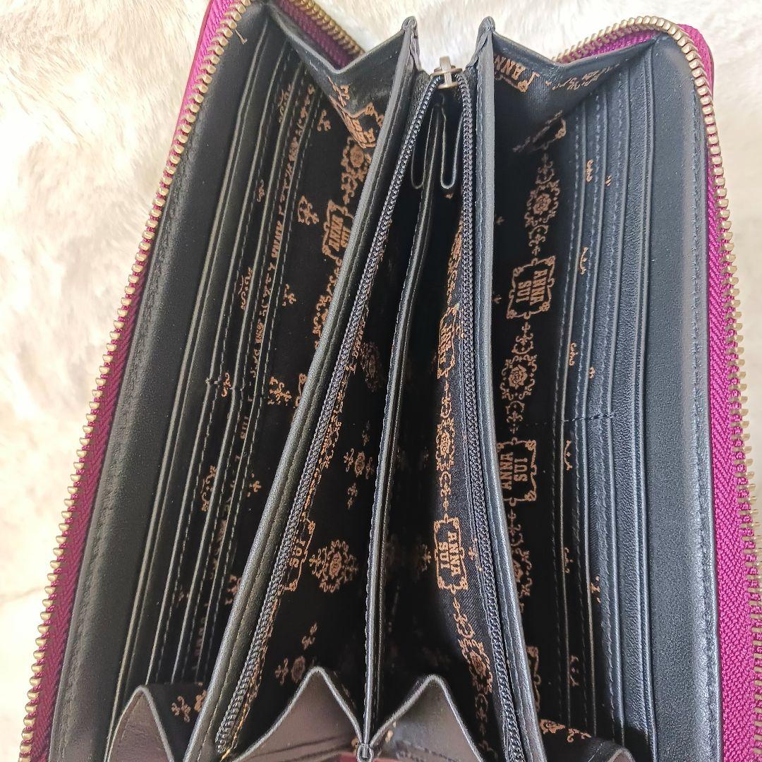 ✨新品✨ アナスイ 薔薇ブローチローズ　L字ファスナー　長財布　革
