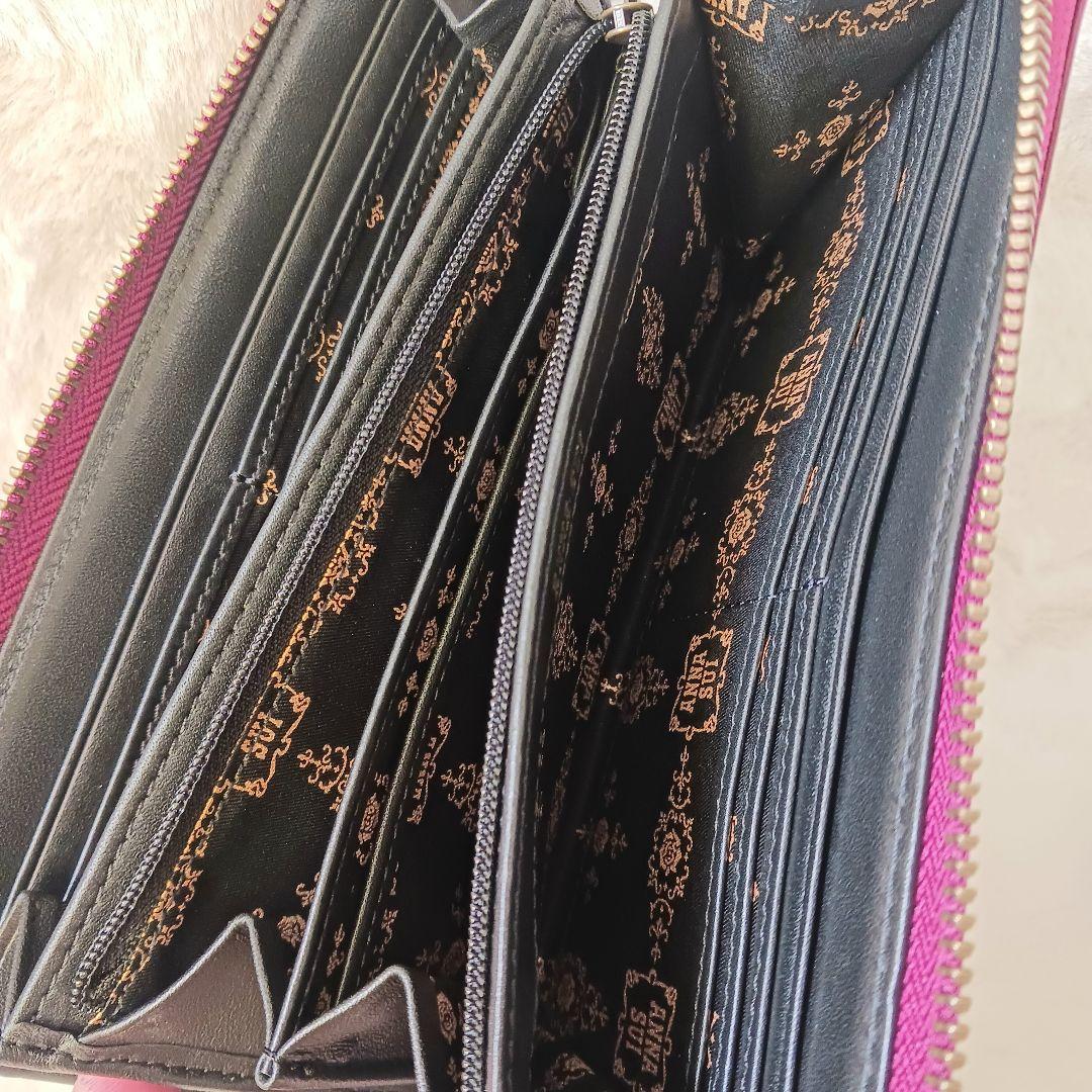 ✨新品✨ アナスイ 薔薇ブローチローズ　L字ファスナー　長財布　革