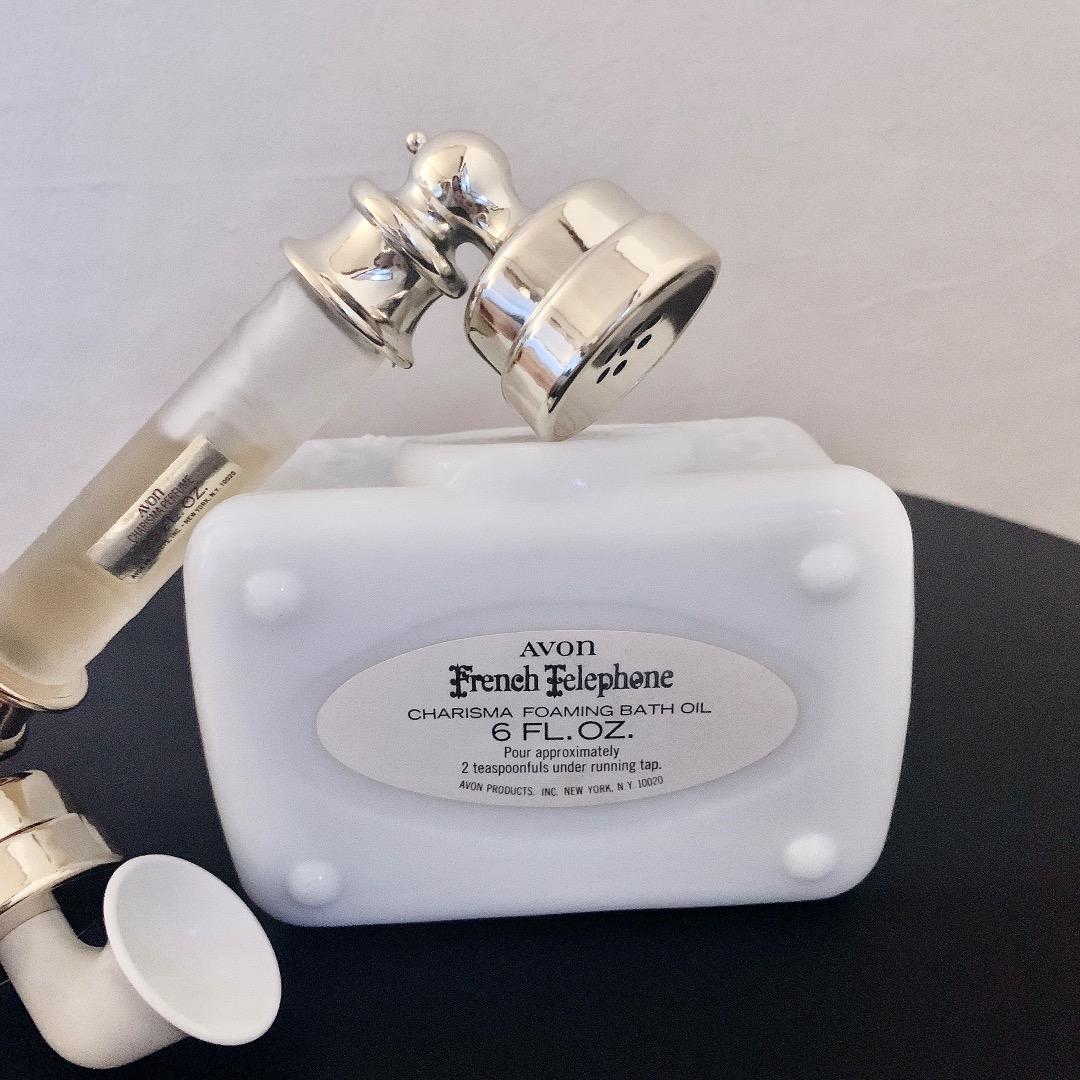 希少 AVON 1970年代 電話 ヴィンテージ香水瓶 パフュームミルクガラス*