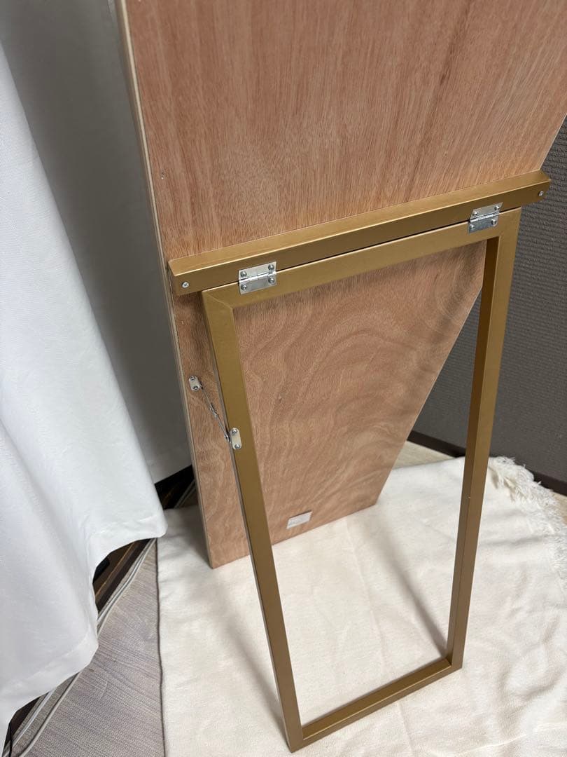 【美品】アンティーク　天然木枠の全身スタンドミラー