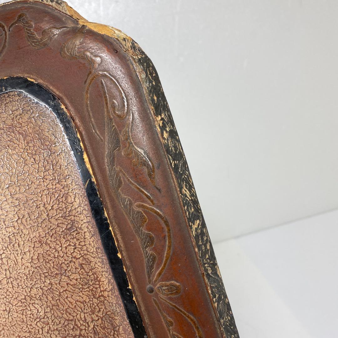 時代　琉球　木彫　盆　33×33㎝　東な7-0304③