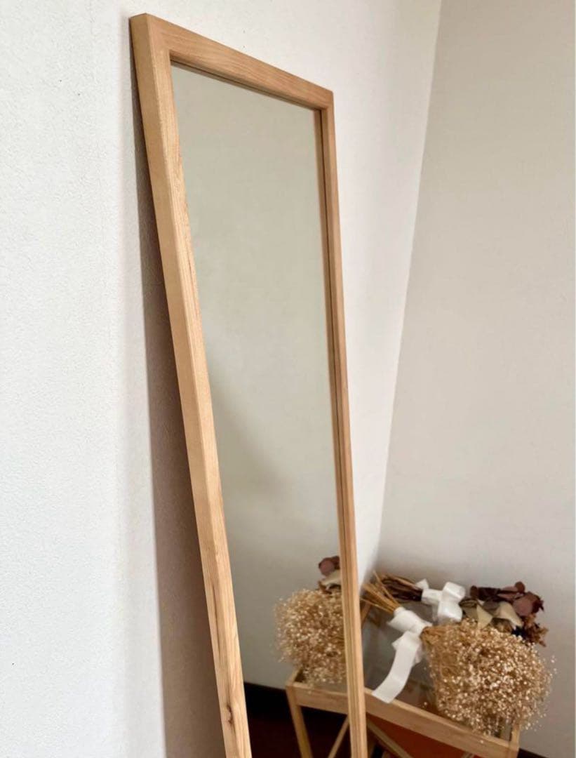 【日本製】全身鏡　立て掛け壁掛けミラー　アンティーク調