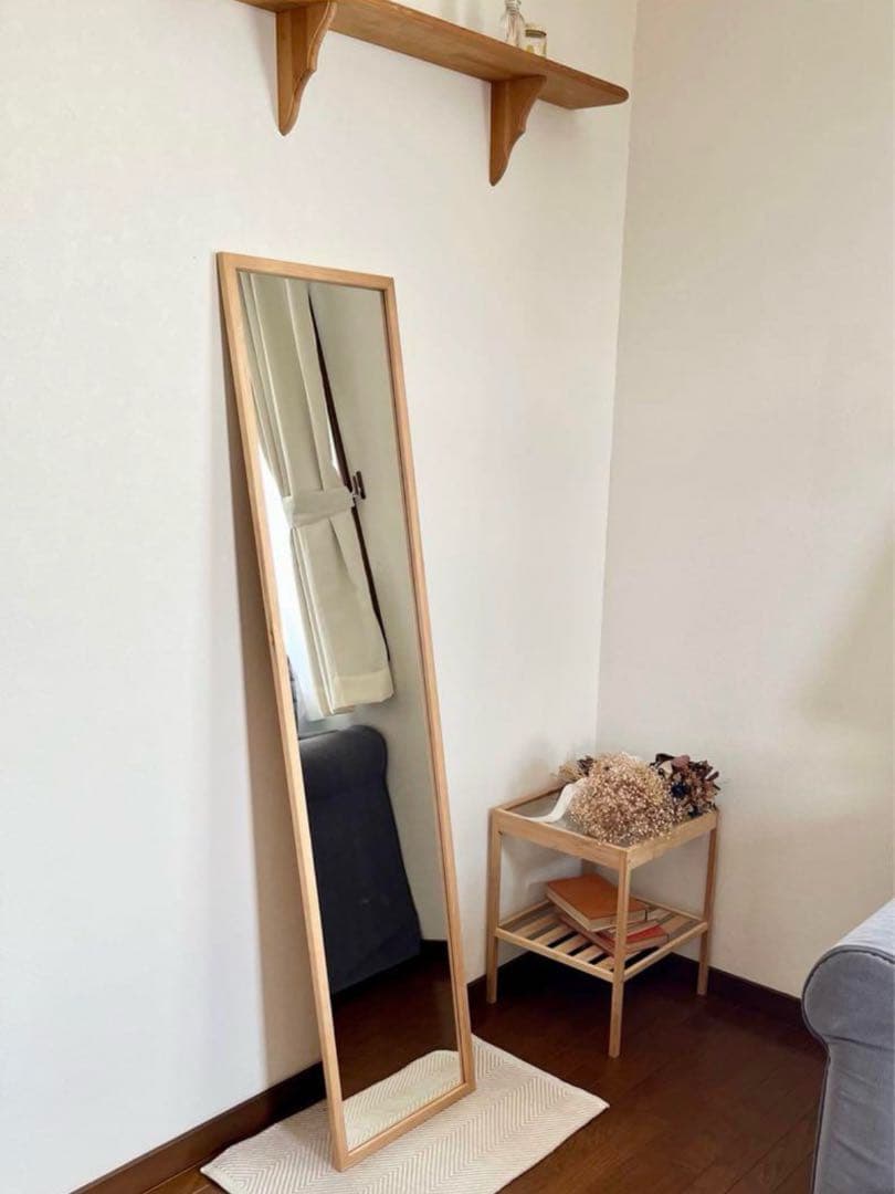 【日本製】全身鏡　立て掛け壁掛けミラー　アンティーク調