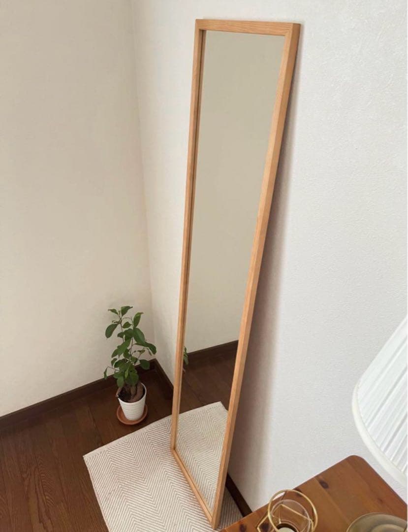 【日本製】全身鏡　立て掛け壁掛けミラー　アンティーク調