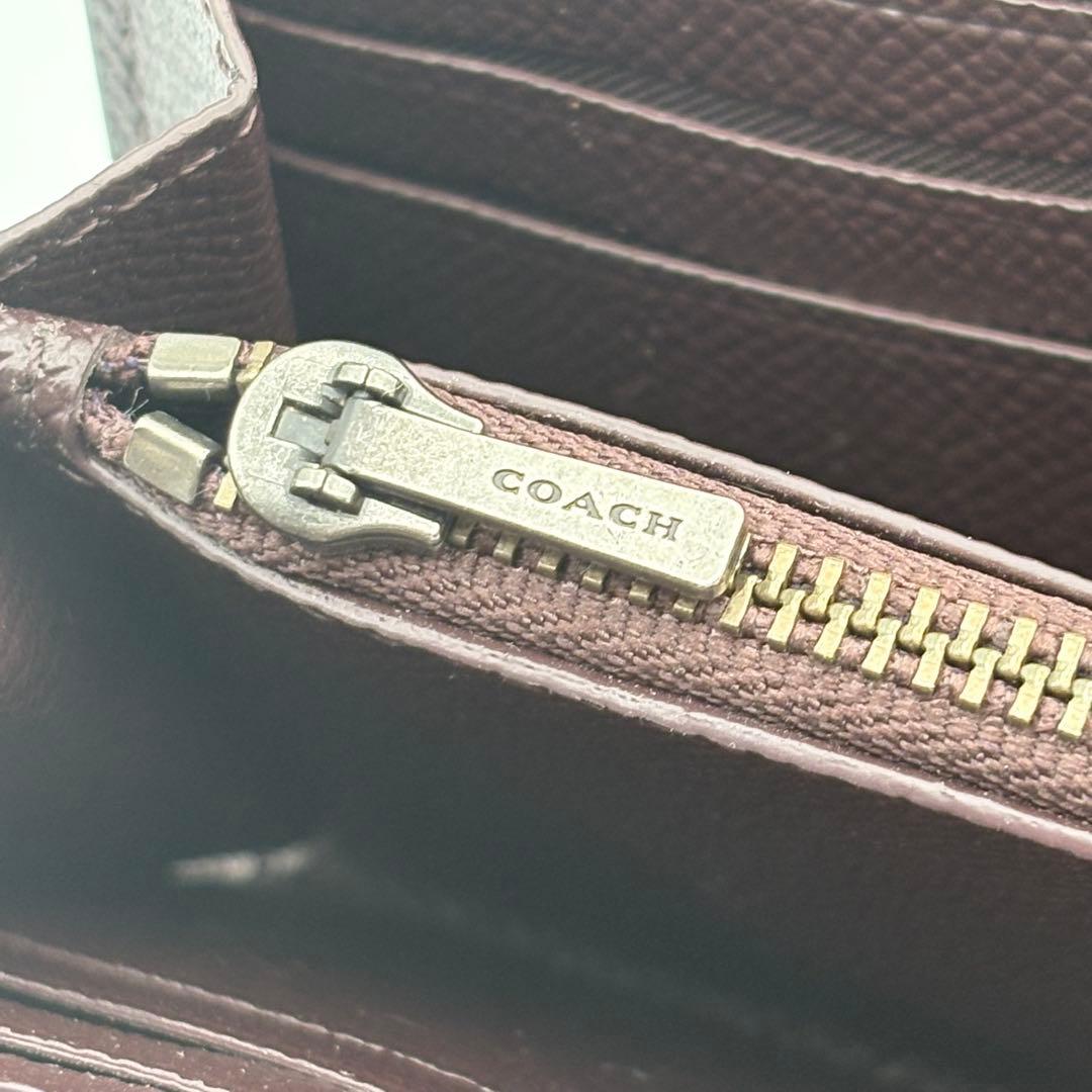 【超美品】COACH コーチ L型ファスナー長財布 メタリック ピンクゴールド
